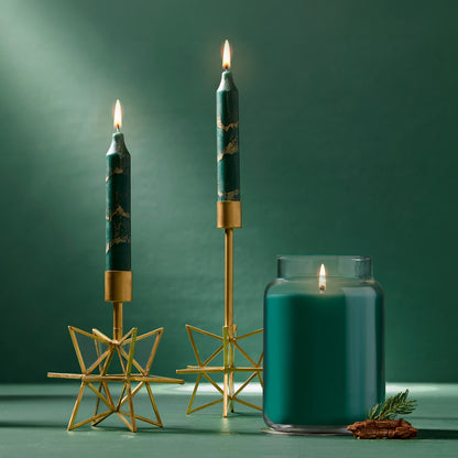 Decorative Taper Candles in Hunter Green