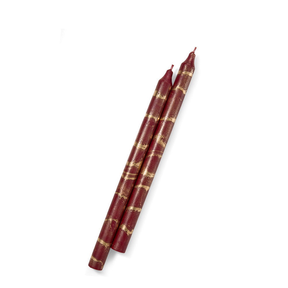 Decorative Taper Candles in Bordeaux