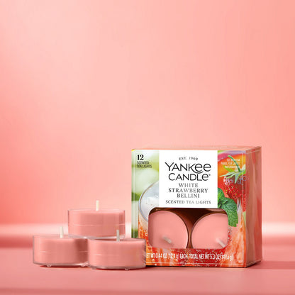 White Strawberry Bellini Scented Tea Light Candles