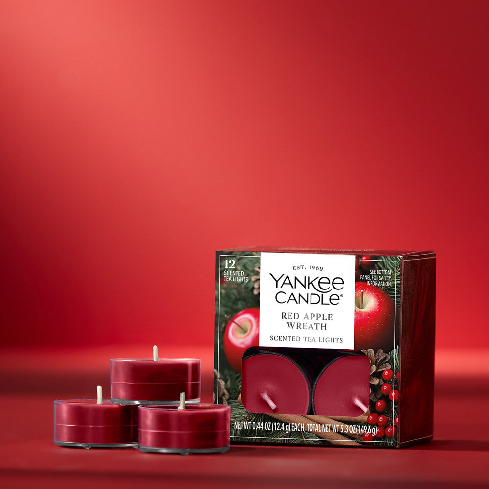 Red Apple Wreath Scented Tea Light Candles