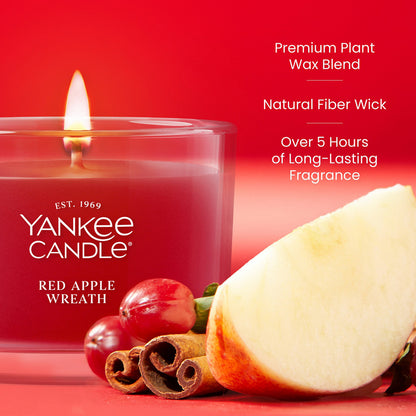 Red Apple Wreath Mini Candle